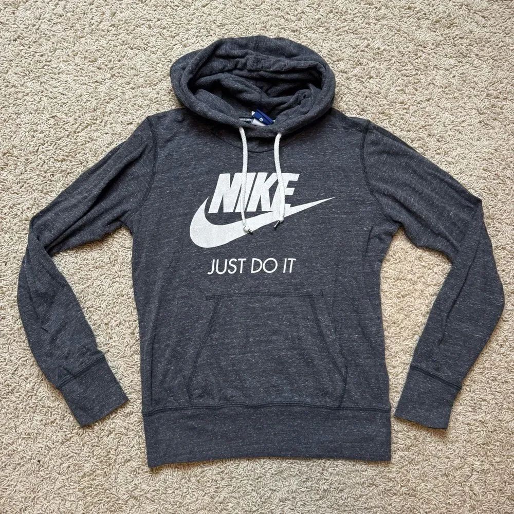 Nike Vintage Hoodie Cotton Logo Grey Heather Womens Medium
